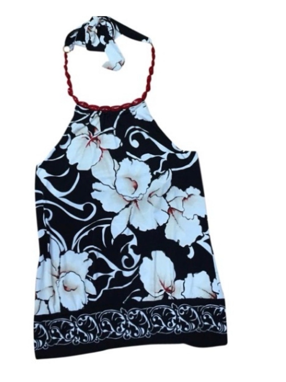 WHBM beaded floral halter top size small